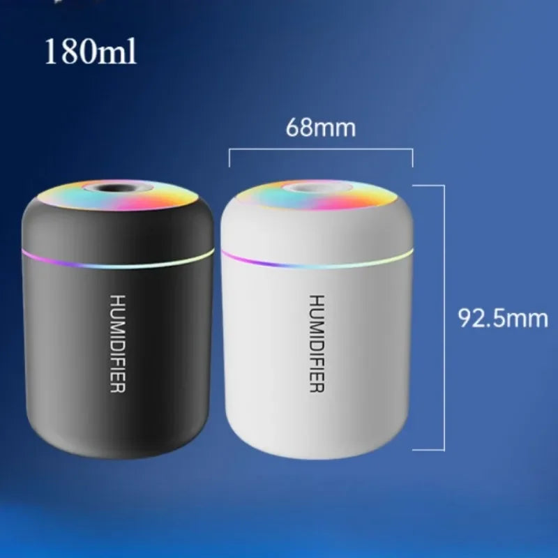 180ML USB Mini Air Humidifier Aroma Essential Oil Diffuser for Home Car Ultrasonic Mute Mist Maker Diffuser with LED Color Lamp